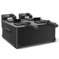 Dubbele Frituurpan met Kijkvenster - 6L RVS Zwart - Hoog vermogen