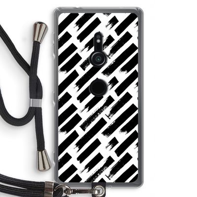 Zwarte vegen: Sony Xperia XZ2 Transparant Hoesje met koord