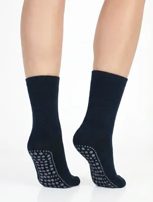 Homepads Antislip sokken donkerblauw 1-paar - Katoenen Grip huissokken