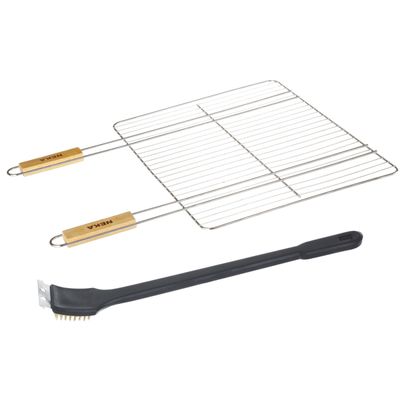 BBQ/barbecue grill klem met dubbele handgreep 62 cm incl. schoonmaakborstel BBQ/barbecue grill klem met dubbele handgreep 62 cm incl. schoonmaakborstel