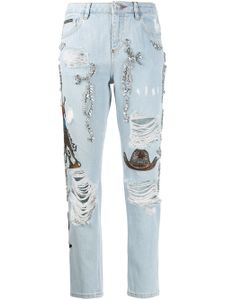 Philipp Plein jean Boyfriend Cowboy - Bleu