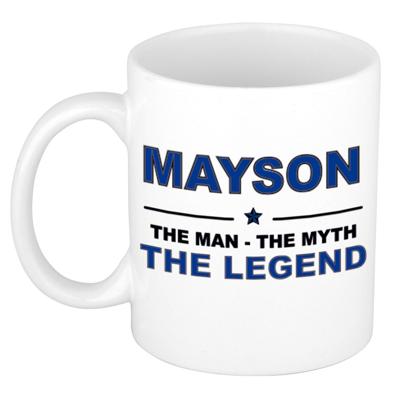 Mayson cadeau mok - man myth legend - naam koffiemok / beker - wit en blauw - 300 ml Mayson cadeau mok - man myth legend - naam koffiemok / beker - wit en blauw - 300 ml