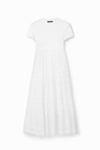 Gecombineerde tulen midi-jurk - WHITE - XL