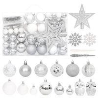 vidaXL 108-delige Kerstballenset zilver en wit - thumbnail