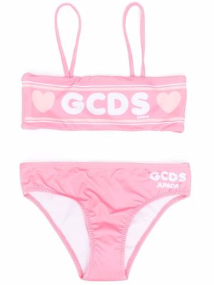 Gcds Kids bikini à logo imprimé - Rose