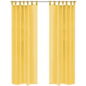 VidaXL Gordijnen voile 140x175 cm geel 2 st