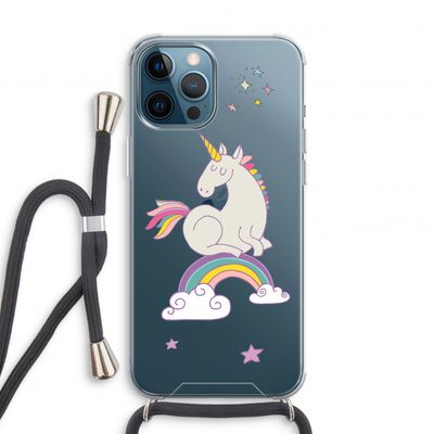 Regenboog eenhoorn: iPhone 12 Pro Transparant Hoesje met koord