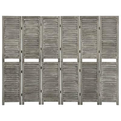 Kamerscherm met 6 panelen 214x166 cm massief hout grijs