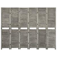 Kamerscherm met 6 panelen 214x166 cm massief hout grijs - thumbnail