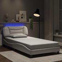 Bedframe met LED-verlichting kunstleer wit 100x200 cm