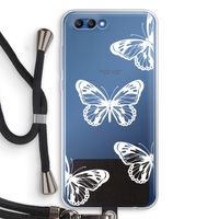 White butterfly: Honor 10 Transparant Hoesje met koord