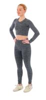 Xtreme Sportswear Dames Sportset - Sportlegging + Sport Croptop - Antraciet Melange-XL
