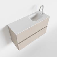 Toiletmeubel Mondiaz Ada | 80 cm | Meubelkleur Linen | Lex wastafel Talc Rechts | 1 kraangat