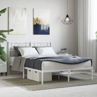 Bedframe met hoofdbord metaal wit 120x190 cm
