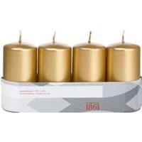 Trend Candles Cilinderkaarsen - 16x - goud - 5 x 10 cm - 18 branduren - geurloos - wax - kaarsen