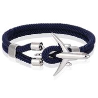 Heren Armband Paracord Vliegtuig Anker Zilverkleurig Blauw-21cm - thumbnail