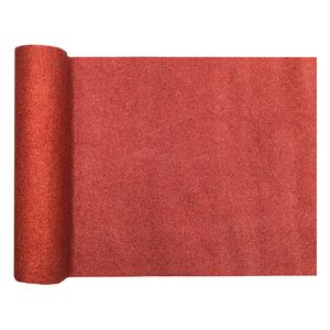 Santex Tafelloper op rol - rood glitter - 28 x 300 cm - polyester - Feesttafelkleden