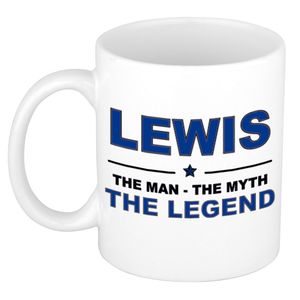 Naam cadeau mok/ beker Lewis The man, The myth the legend 300 ml   -