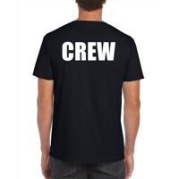 Crew en personeel tekst - t-shirt - zwart - heren - rug en borst bedrukking