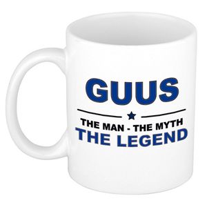 Naam cadeau mok/ beker Guus The man, The myth the legend 300 ml - Naam mokken