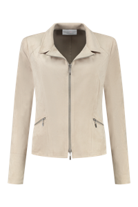 Helena Hart 7525 - Zipper Suedine Blazers Greige