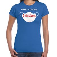 Merry corona Christmas fout Kerstshirt / outfit blauw voor dames - thumbnail