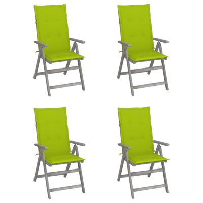 Tuinstoelen 4 st verstelbaar met kussens massief acaciahout