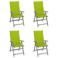 Tuinstoelen 4 st verstelbaar met kussens massief acaciahout