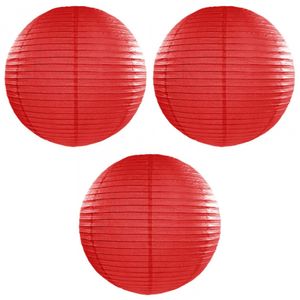 3x stuks luxe bol vorm lampion rood 50 cm