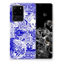 Silicone Back Case Samsung Galaxy S20 Ultra Angel Skull Blauw - thumbnail