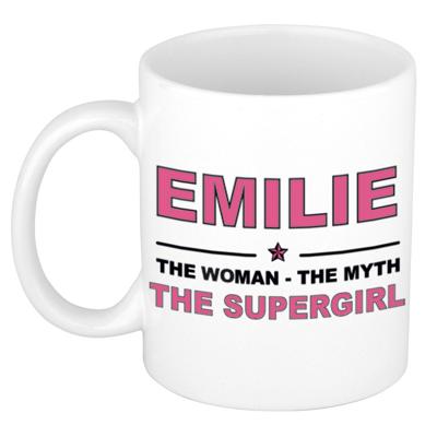 Emilie cadeau mok - Woman Myth Supergirl - naam koffiemok - 300 ml - collega - moederdag Emilie cadeau mok - Woman Myth Supergirl - naam koffiemok - 300 ml - collega - moederdag