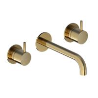 Hotbath Cobber - Wastafelmengkraan - zonder Waste - Laag - Geborsteld Messing PVD - Inbouw - Messing - V05