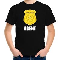 Agent politie embleem carnaval t-shirt zwart voor kinderen - thumbnail