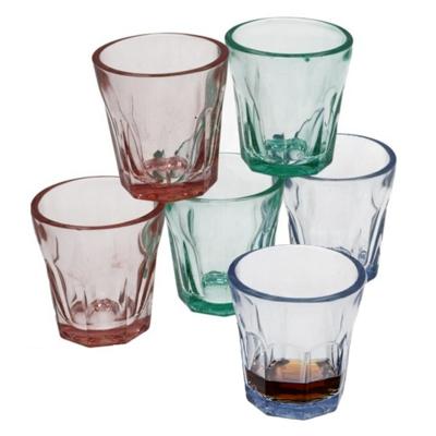 Gerimport Shotglaasjes Everest - 6x stuks - transparant kleurenmix - 5 x 5 cm - 45 ml