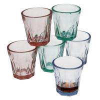 Gerimport Shotglaasjes Everest - 6x stuks - transparant kleurenmix - 5 x 5 cm - 45 ml