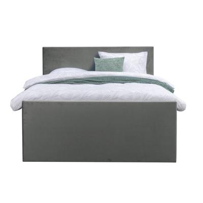 Leen Bakker - Boxspring Met Voetbord Liv Egaal - 120x200 Cm - Slanke Poot - Stof/Velvet - Grijs