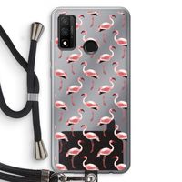 Flamingoprint groen: Huawei P Smart (2020) Transparant Hoesje met koord