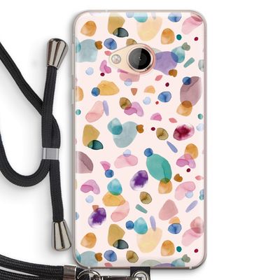 Terrazzo Memphis Pink: HTC U Play Transparant Hoesje met koord