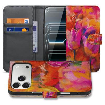 Apple iPhone 17 Pro | Bookcase | Hoesje Tulips Met 3 Pasjes Kleurig