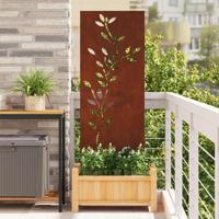 VidaXL Tuin privacy screen bloemen roestig 50 x 140 cm cortenstaal