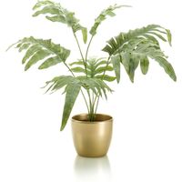 Phlebodium kunstplant grijs/groen 67 cm in gouden pot