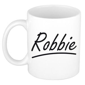 Robbie voornaam kado beker / mok sierlijke letters - gepersonaliseerde mok met naam - Naam mokken
