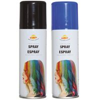 Carnaval verkleed haar verf/spray - zwart en blauw - spuitbus - 125 ml