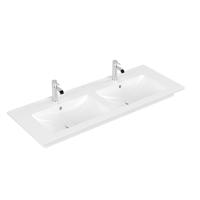 Villeroy & Boch Venticello Wastafel - 130x50cm - 2 kraangaten - overloop - ceramic plus - wit 4111DLR1