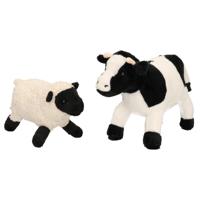 Pluche knuffel boerderijdieren set Koe en Schaap/lammetje van 22 cm - thumbnail