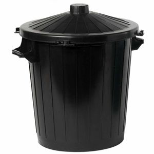 Vuilnisbak/afvalemmer met deksel 80 liter zwart