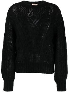 TWINSET pull en maille ajourée à encolure ronde - Noir