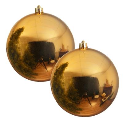 Decoris Kerstbal - 2x - goud - groot - 20 cm - kunststof - glans
