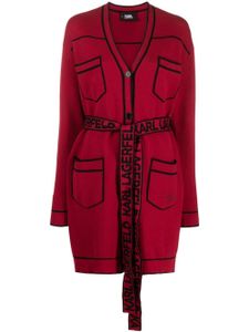 Karl Lagerfeld cardigan ceinturé à col v - Rouge