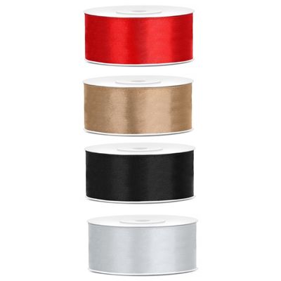 4x kleuren rollen Hobby/decoratie satijn sierlint 2,5 cm x 25 meter